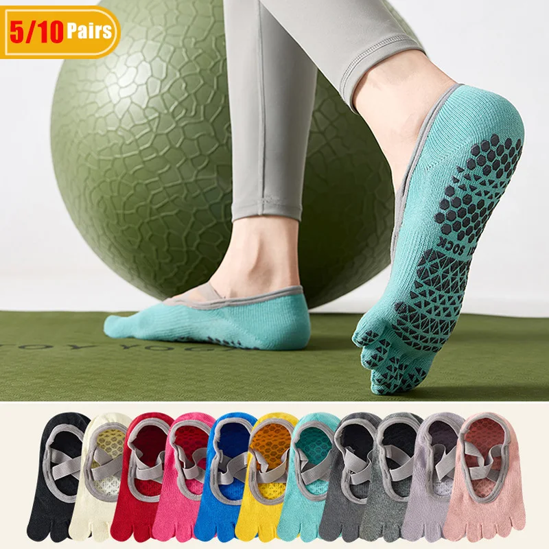 Pilates Yoga Gym - 5/10 Pares de Meias de Algodão
