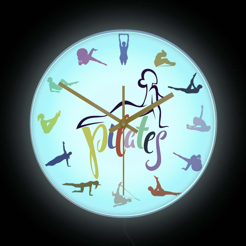Pilates Yoga Room - Relógio de Parede com Estampa Colorida
