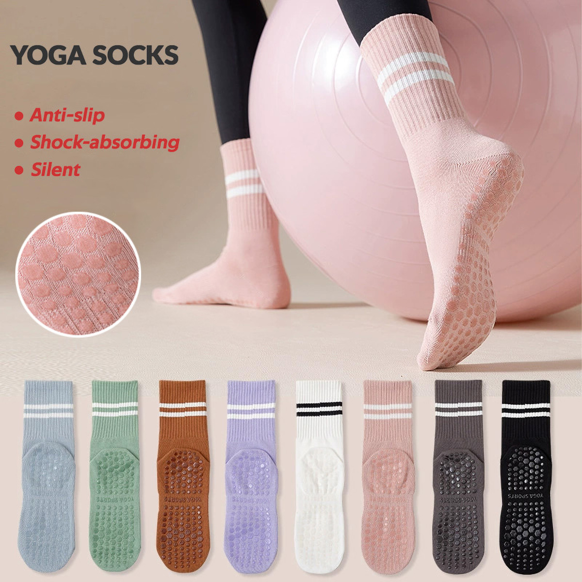 Pilates Yoga And Barre - 3 pares de meias longas de