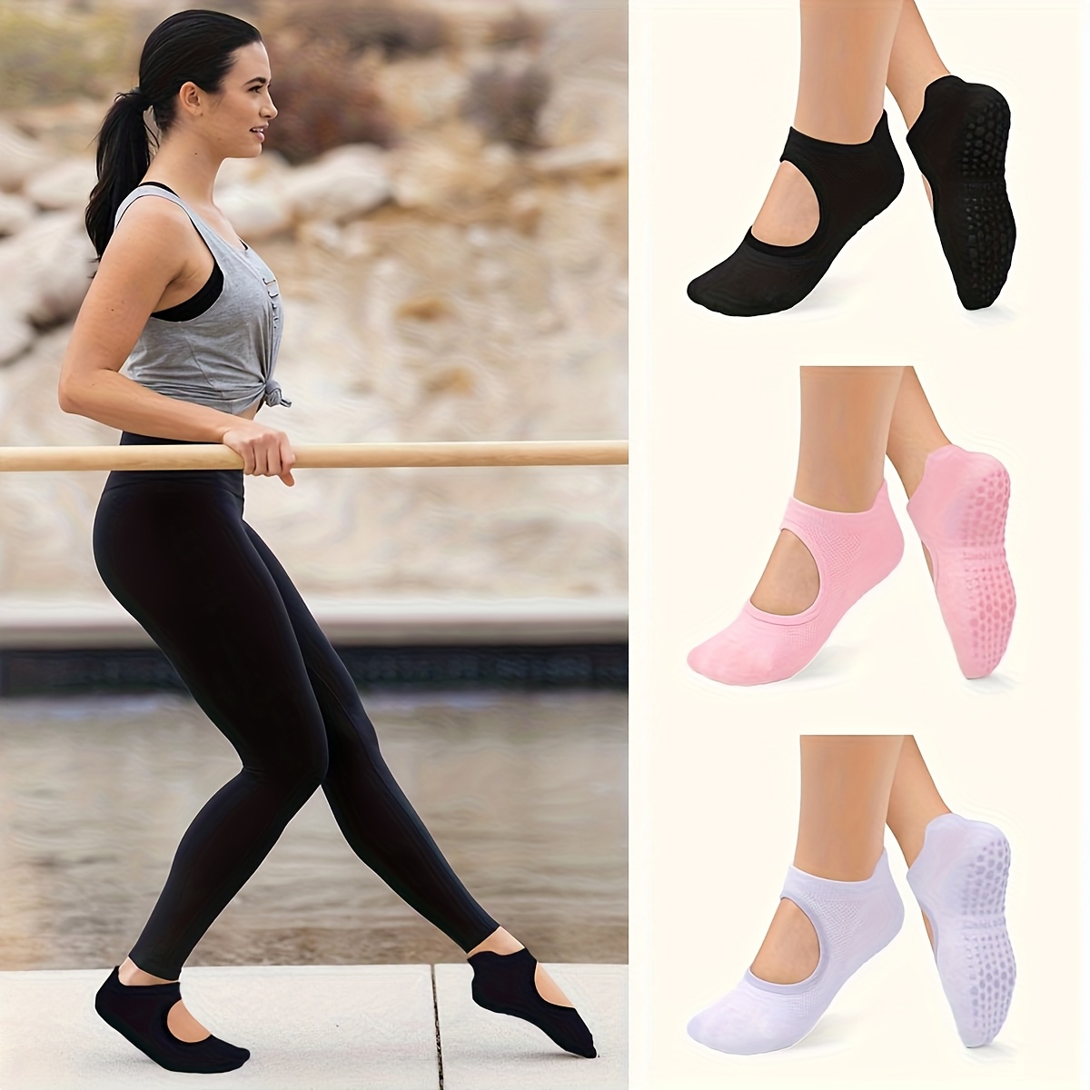 Não deslizamento aperto meias  - Pilates Yoga And Barre avaliação e preço