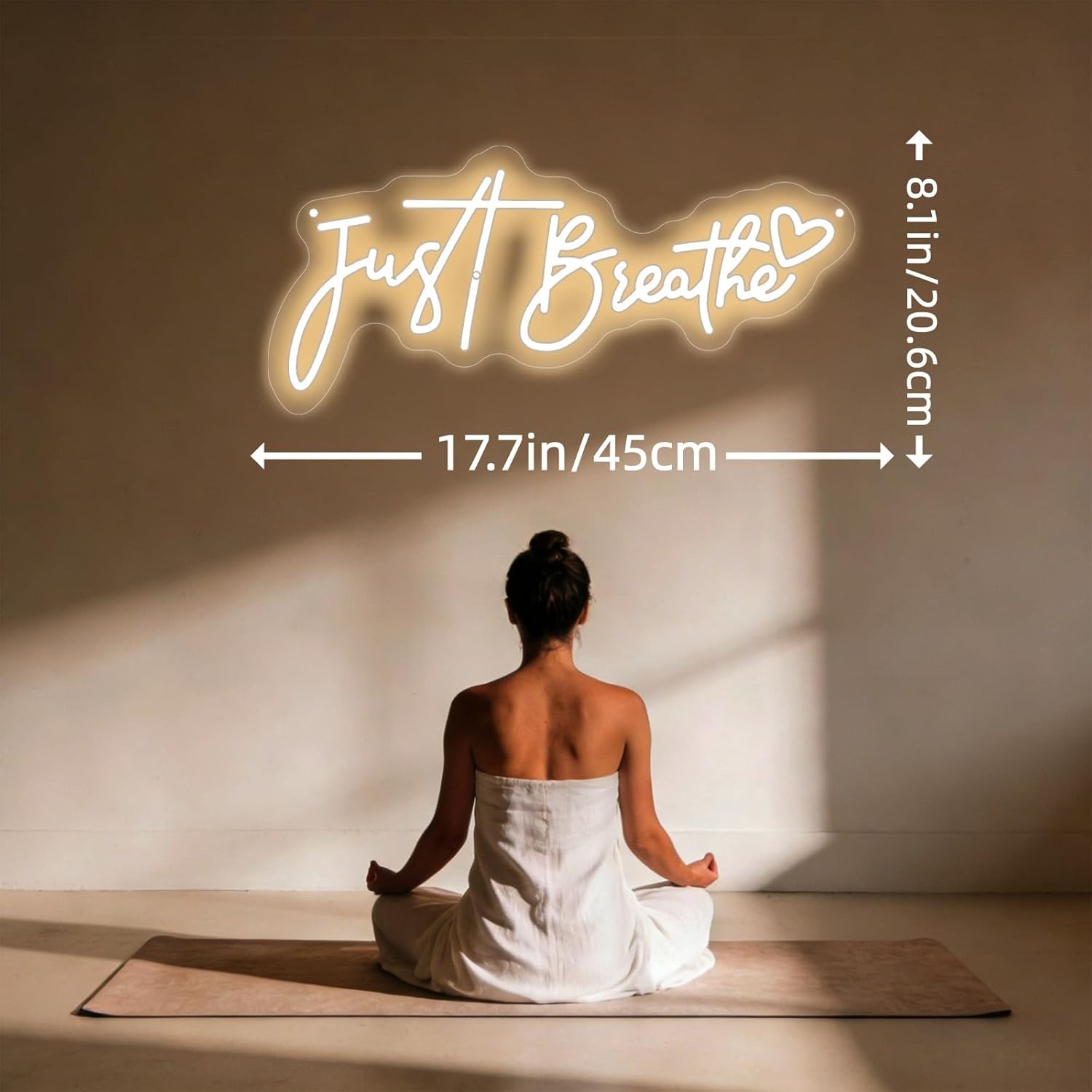Letreiro Neon 'Just Breathe' c - Pilates Yoga Room avaliação e preço