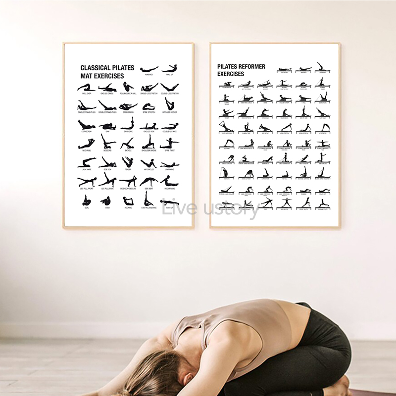 Pôster de Quadro de Exercícios - Pilates Yoga Gym avaliação e preço